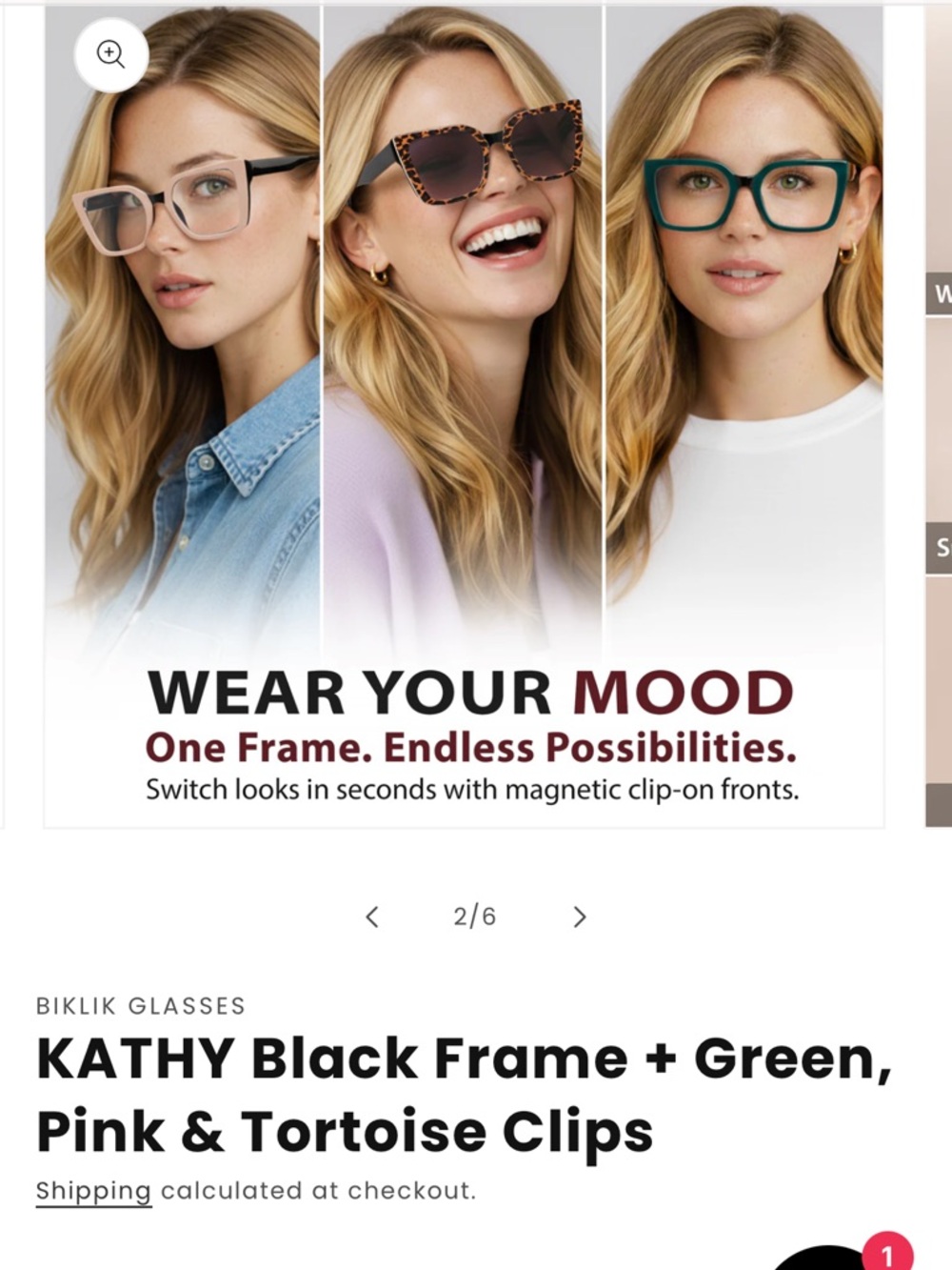 BlueCut Biklik Kathy Black Frame w/ Teal, Blush & Tortoise Clip-Ons Blue light